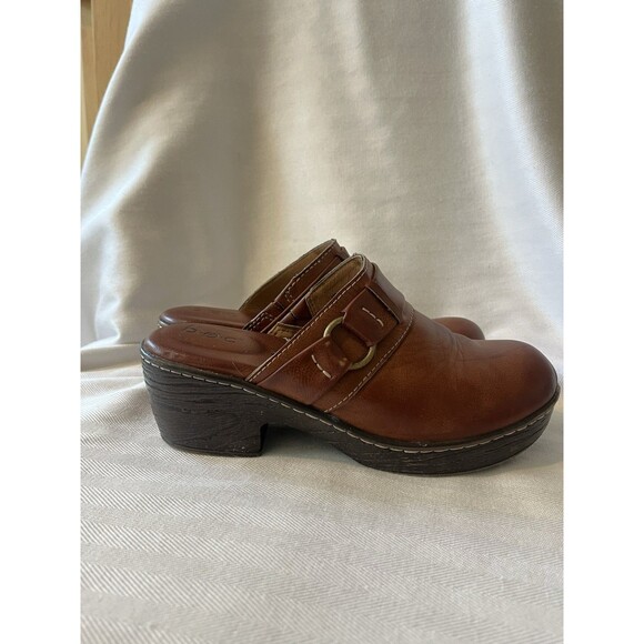 b.o.c. Platform Comfort Clogs Slip On Mule Shoe’s Size 7 Brown w/ Buckle Accent - Picture 4 of 10